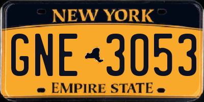 NY license plate GNE3053
