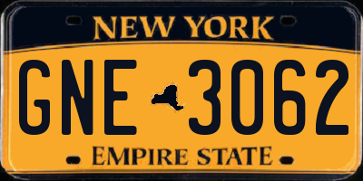 NY license plate GNE3062