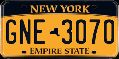 NY license plate GNE3070