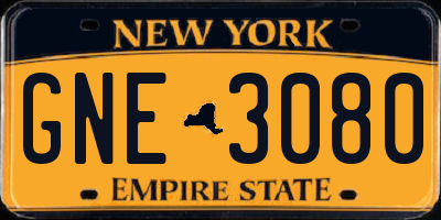 NY license plate GNE3080