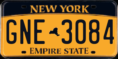 NY license plate GNE3084