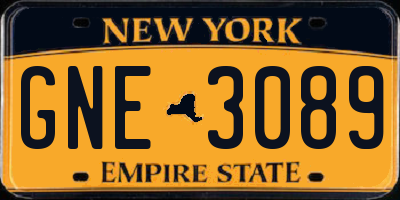 NY license plate GNE3089