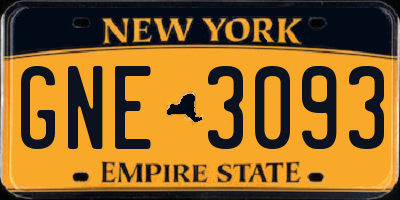 NY license plate GNE3093