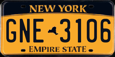 NY license plate GNE3106