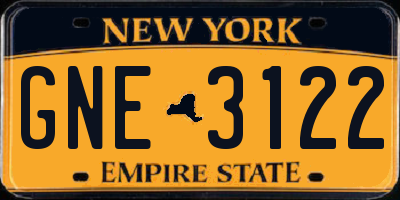 NY license plate GNE3122