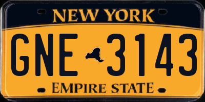 NY license plate GNE3143