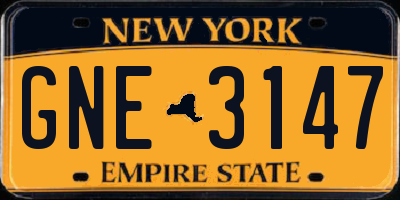 NY license plate GNE3147