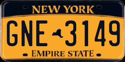 NY license plate GNE3149