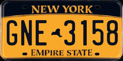 NY license plate GNE3158
