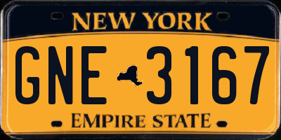 NY license plate GNE3167