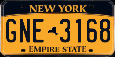 NY license plate GNE3168