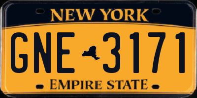 NY license plate GNE3171