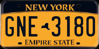 NY license plate GNE3180