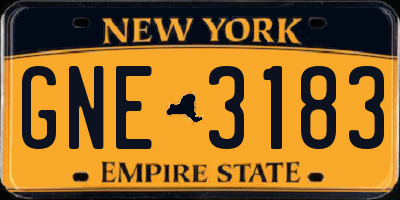 NY license plate GNE3183