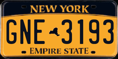 NY license plate GNE3193