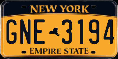 NY license plate GNE3194