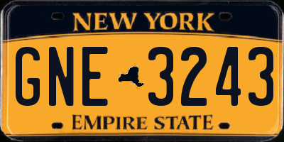 NY license plate GNE3243