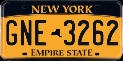 NY license plate GNE3262