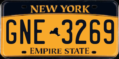 NY license plate GNE3269