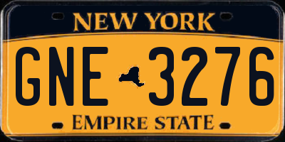 NY license plate GNE3276