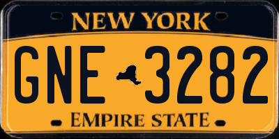 NY license plate GNE3282