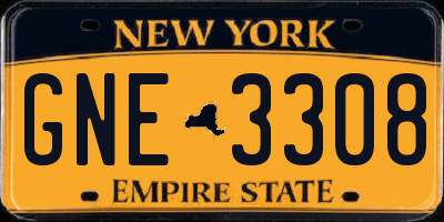 NY license plate GNE3308