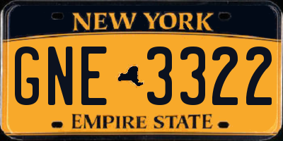 NY license plate GNE3322