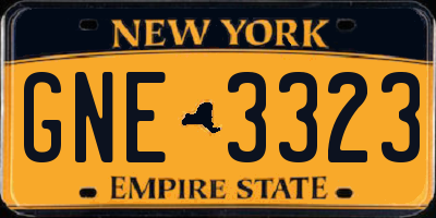 NY license plate GNE3323