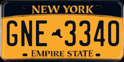 NY license plate GNE3340