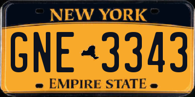 NY license plate GNE3343