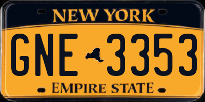 NY license plate GNE3353