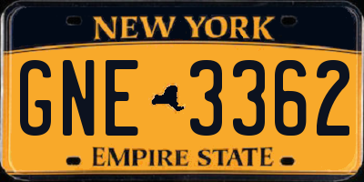 NY license plate GNE3362