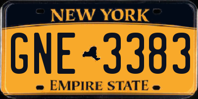 NY license plate GNE3383