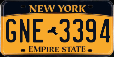 NY license plate GNE3394