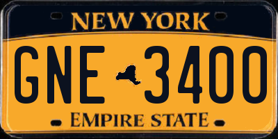 NY license plate GNE3400