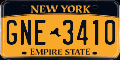NY license plate GNE3410