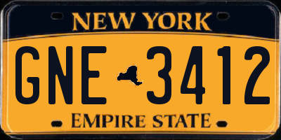 NY license plate GNE3412