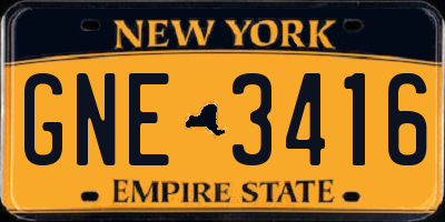 NY license plate GNE3416