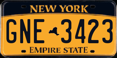 NY license plate GNE3423