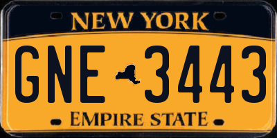 NY license plate GNE3443