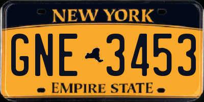 NY license plate GNE3453