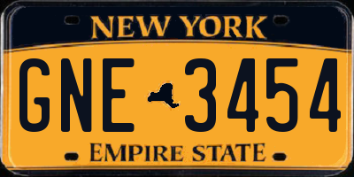 NY license plate GNE3454
