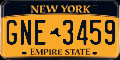 NY license plate GNE3459