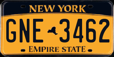 NY license plate GNE3462