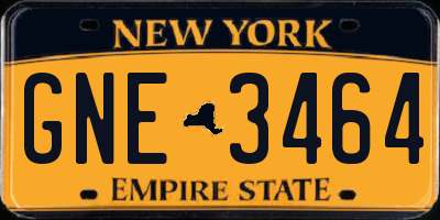NY license plate GNE3464