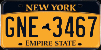 NY license plate GNE3467