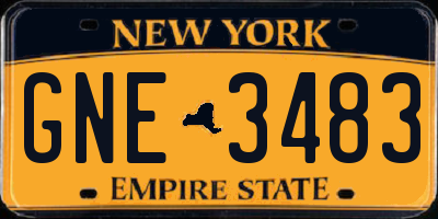 NY license plate GNE3483