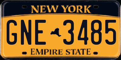 NY license plate GNE3485