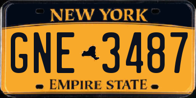 NY license plate GNE3487