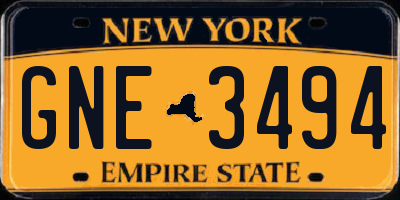 NY license plate GNE3494